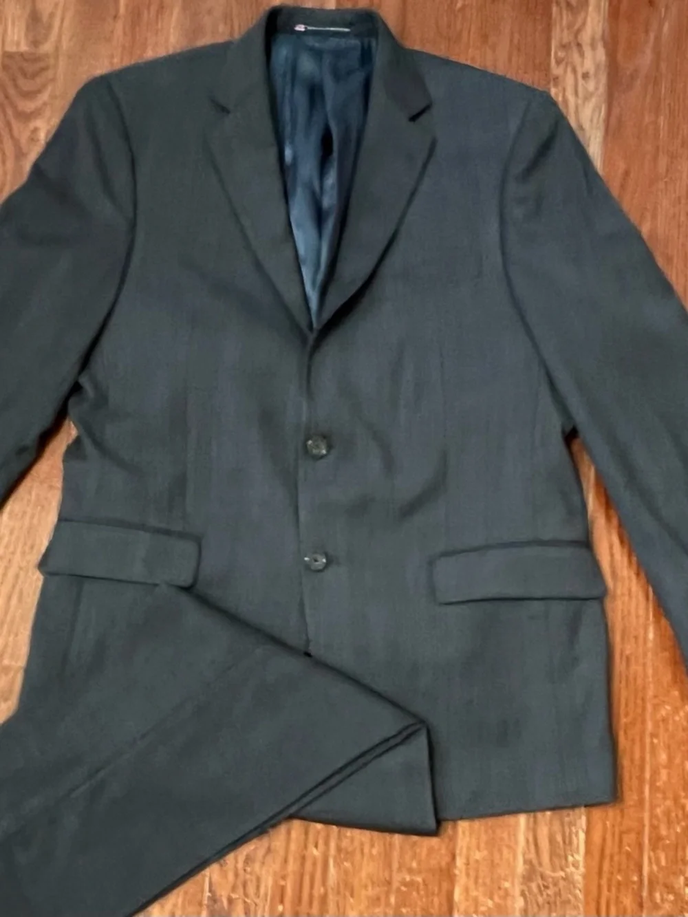 Hart Schaffner Marx Navy Blue and Brown Plaid Mens 2-Piece Suit, 42R